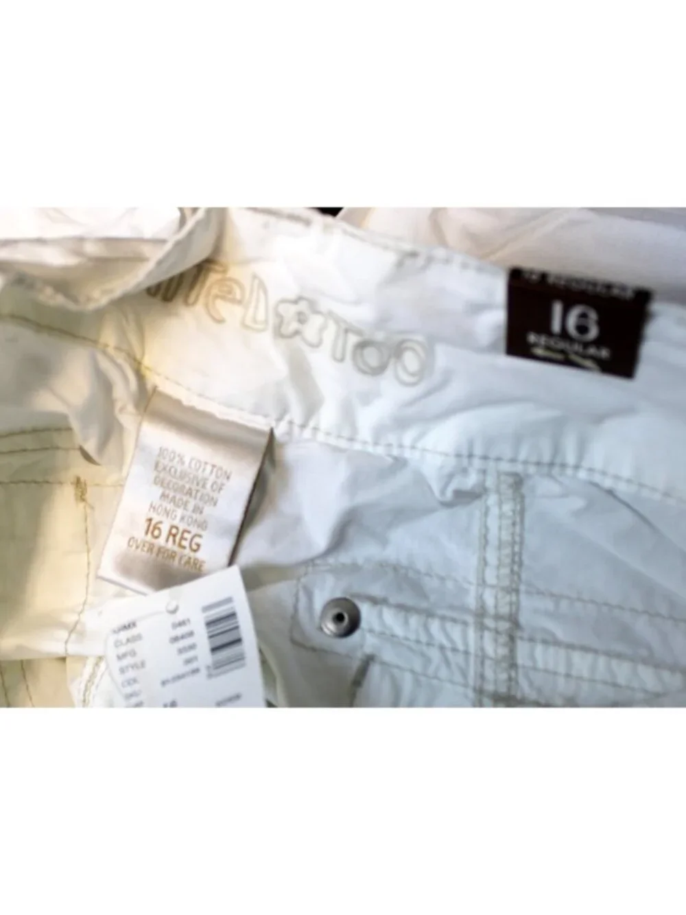 Limited Too White Pants sz 16R Lightweight cotton Summer Cargo Capri Pockets NEW